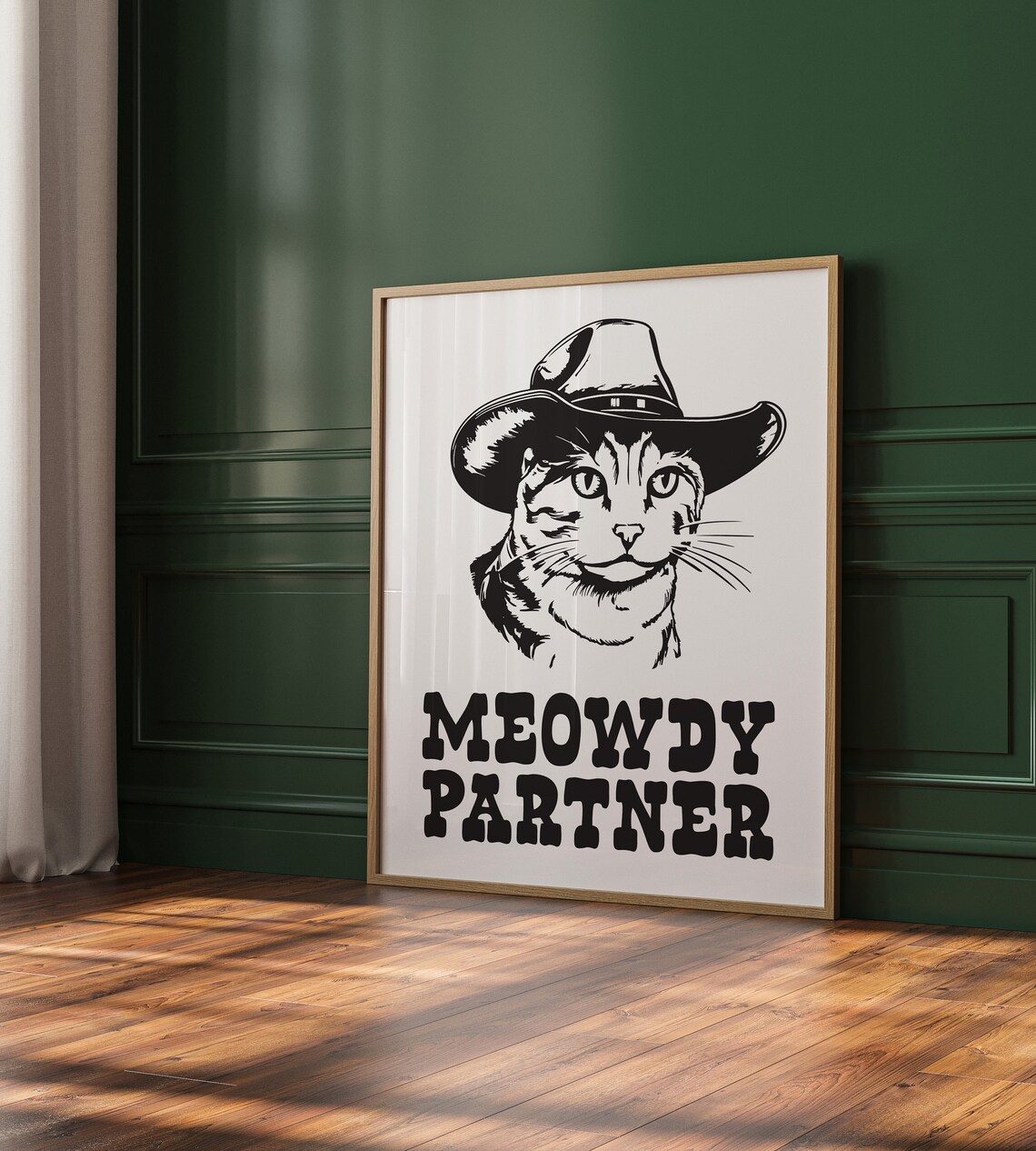 Meowdy Partner Cowgirl Cat Art Print, Western Decor - Image 2