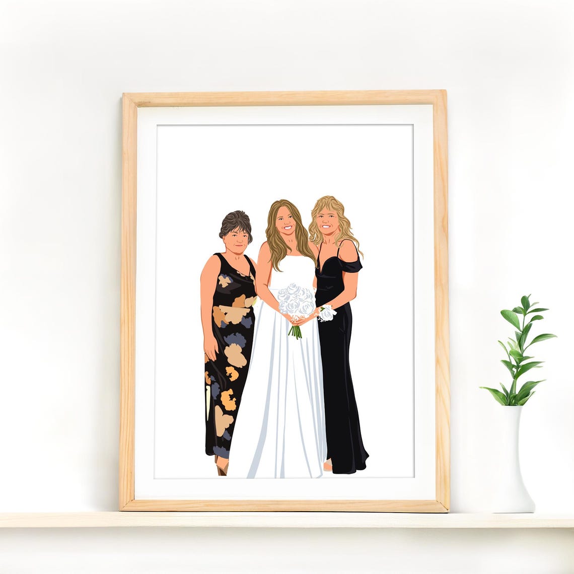 Custom Newlywed Couple Faceless Wedding Portrait Illustration Poster - Image 2