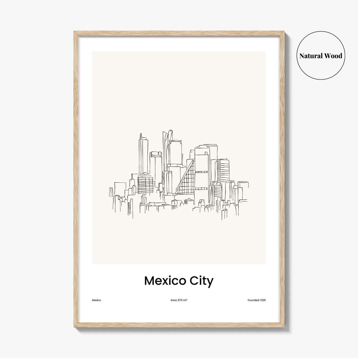 Mexico City Minimalist Line Drawing Modern Skyline Travel Poster - Image 2