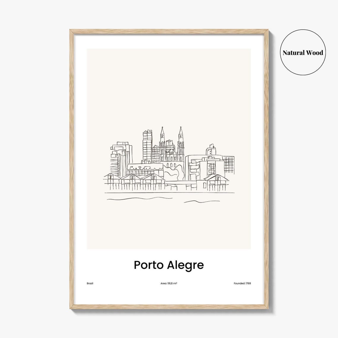 Porto Alegre Brazil Waterfront Minimalist Line Drawing Art Poster - Image 2
