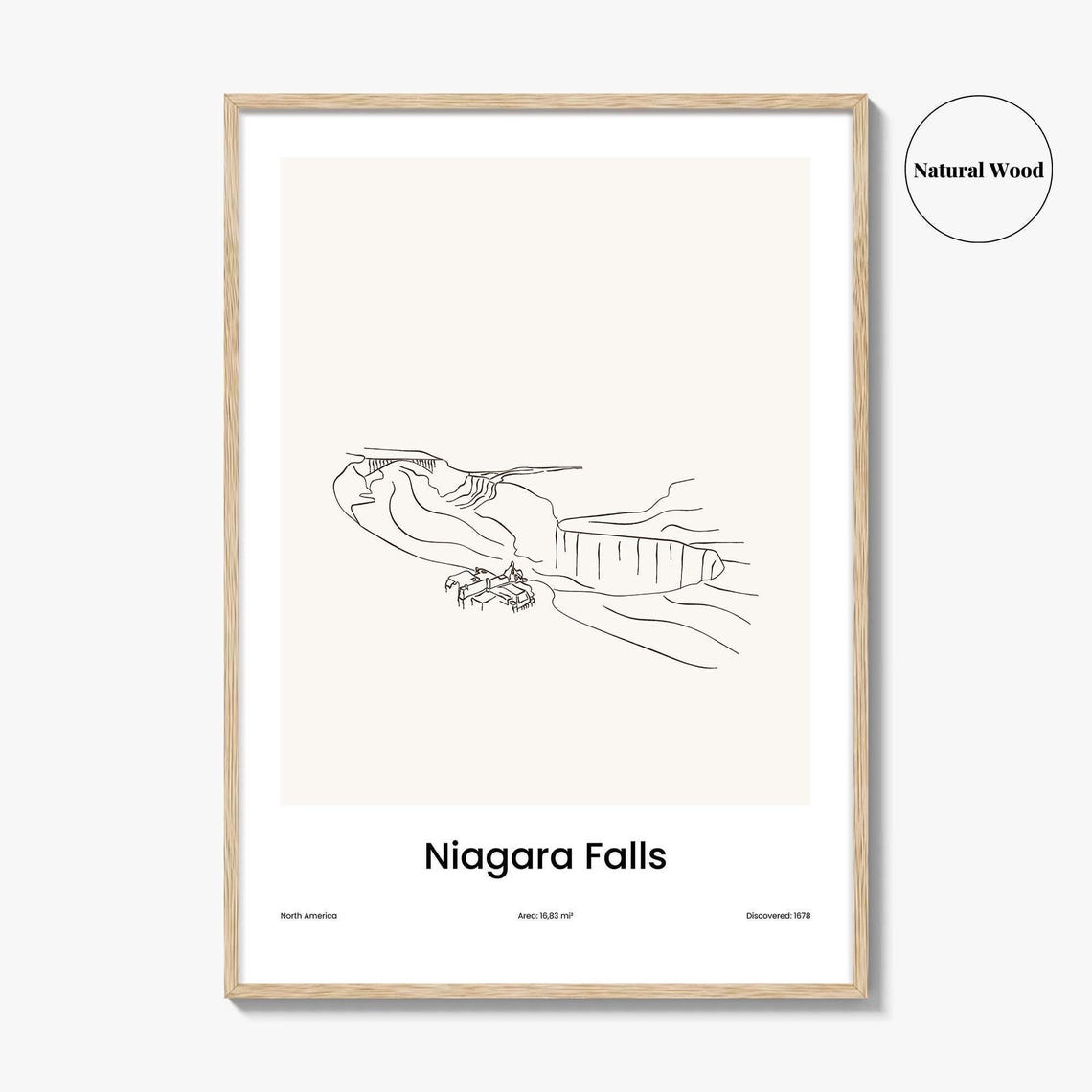 Niagara Falls North America Minimalist Line Drawing Art Poster - Image 2