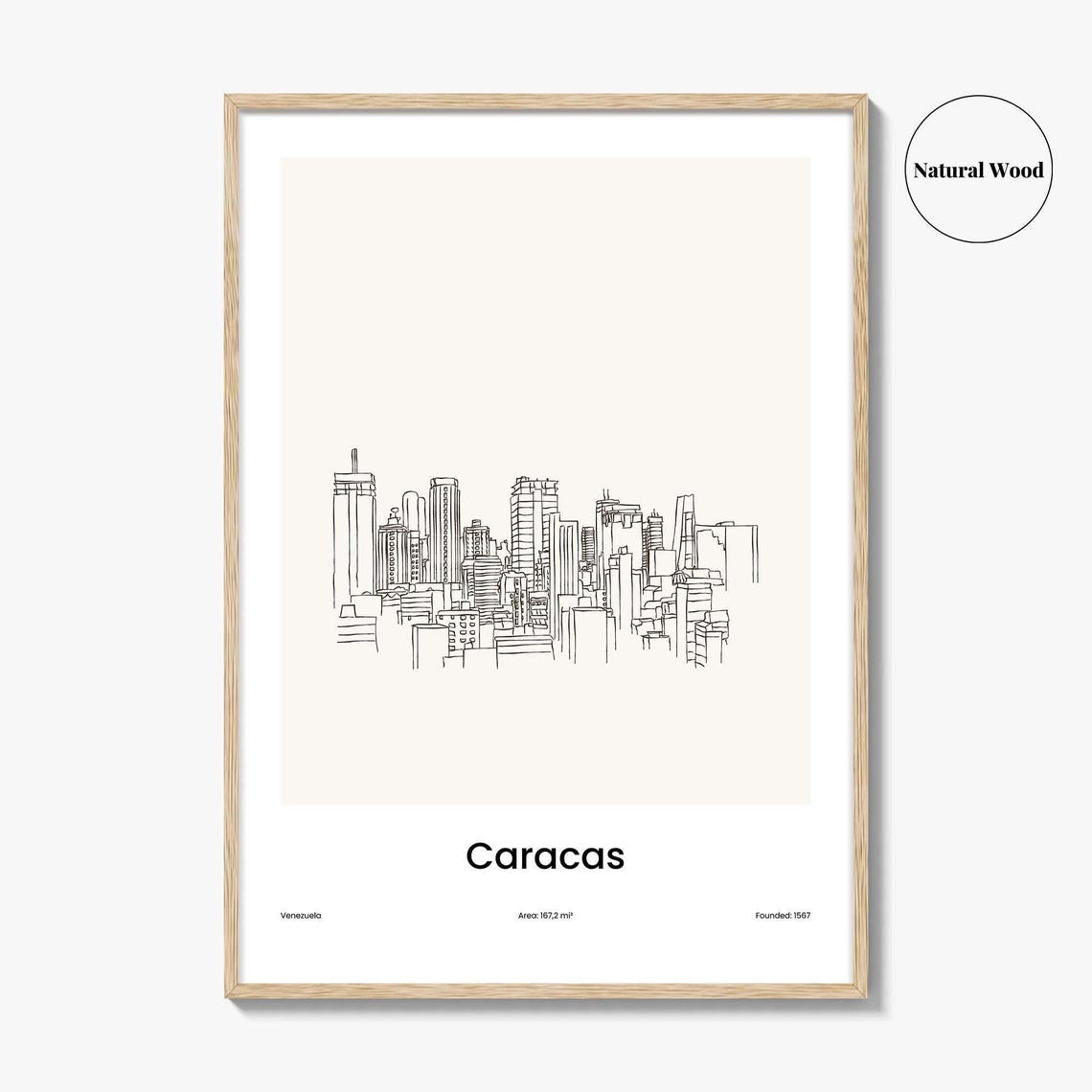 Caracas Venezuela Minimalist Line Drawing City Skyline Poster - Image 2