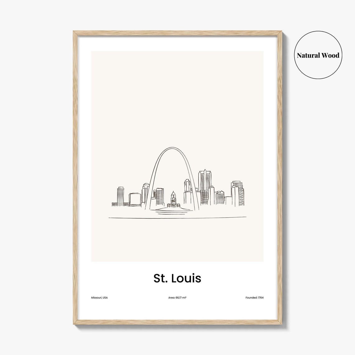 St. Louis Gateway Arch Skyline One Line Minimalist Drawing Poster - Image 2