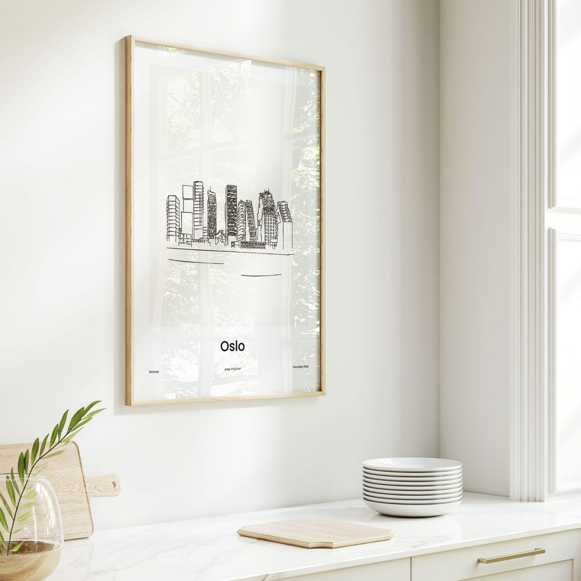 Oslo Norway Waterfront One Line Skyline Minimalist Art Poster - Image 6
