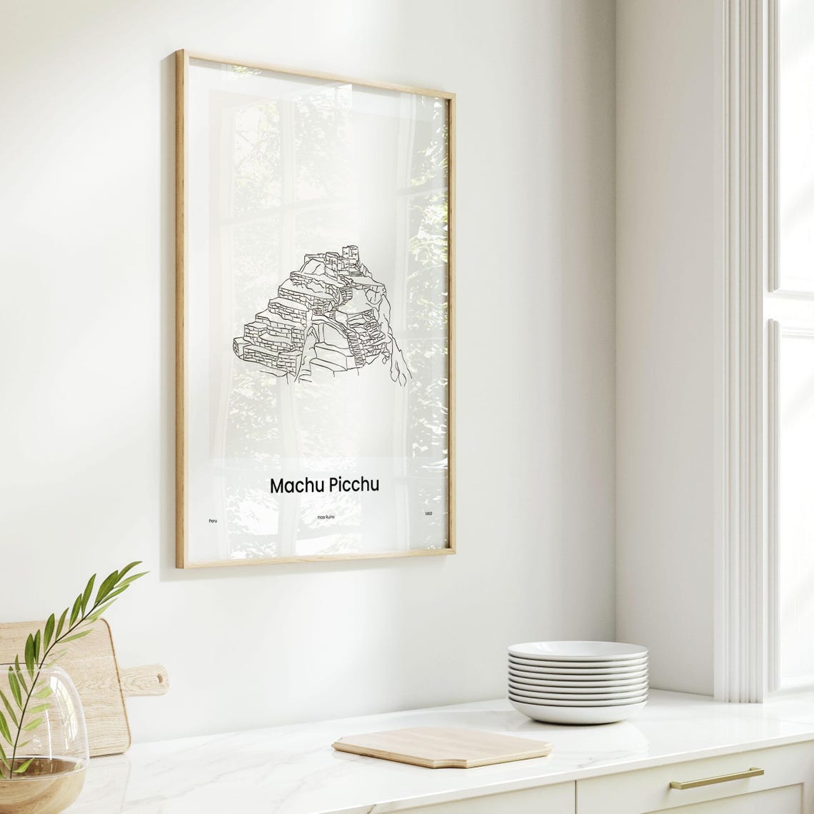 Machu Picchu Peru Minimal Line Art Terraced Inca Ruins Poster - Image 6
