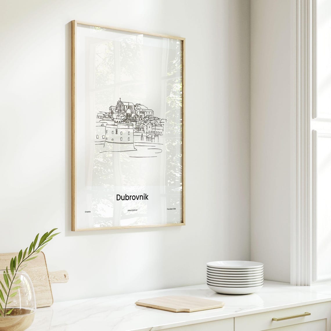 Dubrovnik Croatia Minimal Line Art Walled Old Town Sketch Poster - Image 6