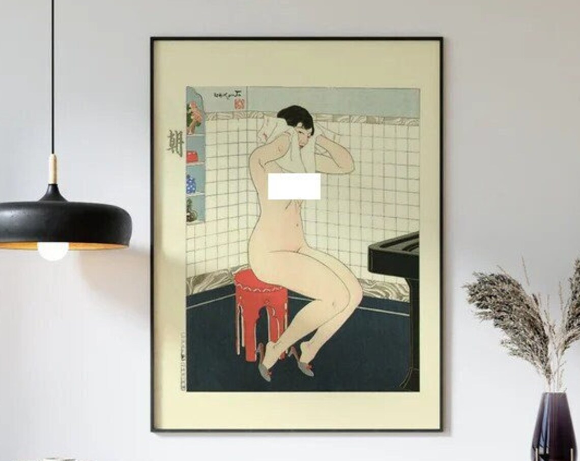 Vintage Japanese Poster With Female Illustration Art Print