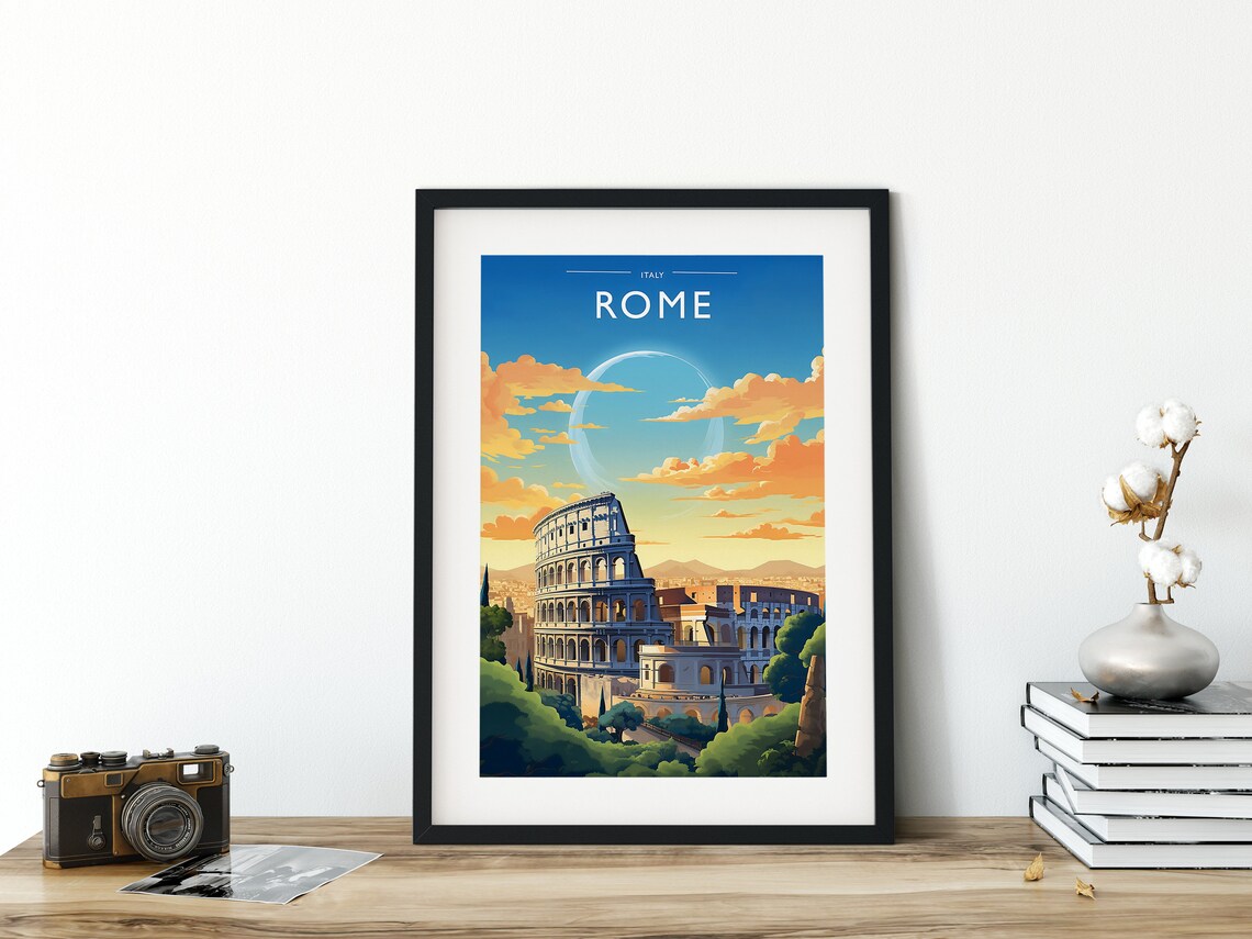 Rome Italy Colosseum Ancient Ruins Golden Sunset Travel Poster - Image 3