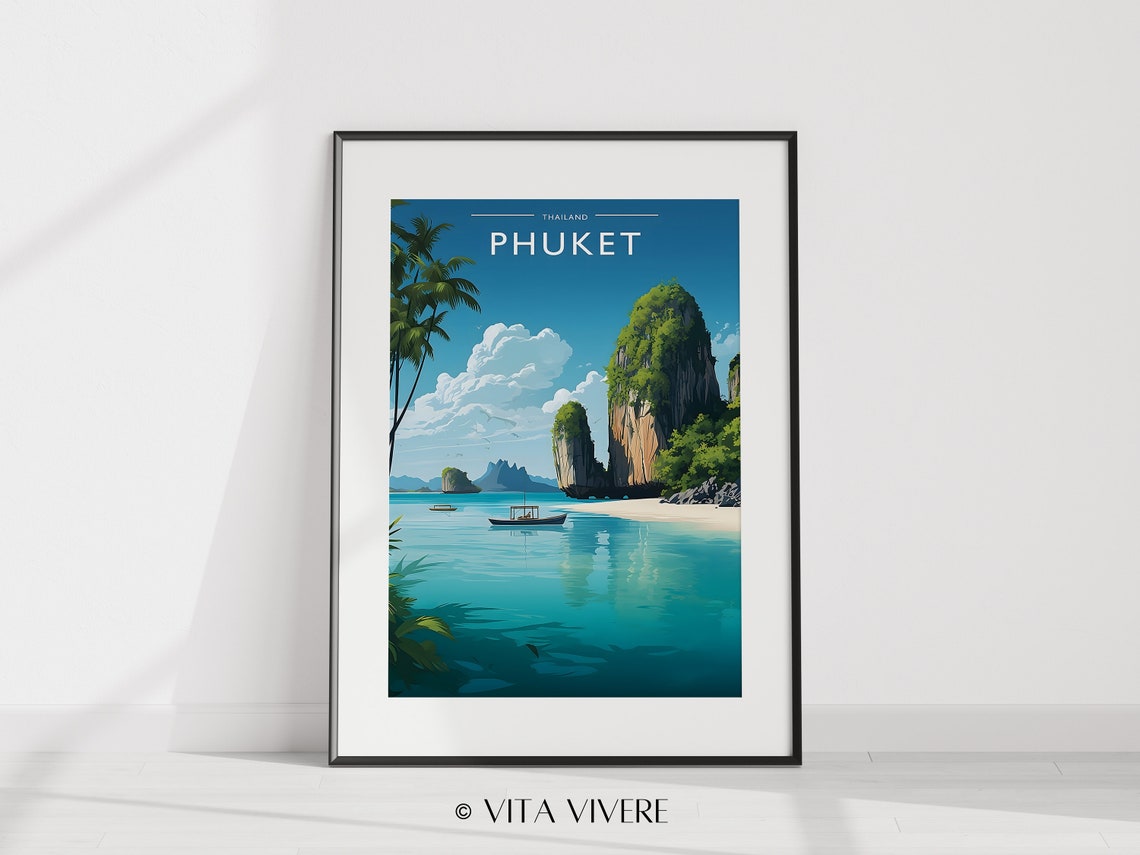 Phuket Thailand Limestone Cliffs Turquoise Bay Travel Poster - Image 2
