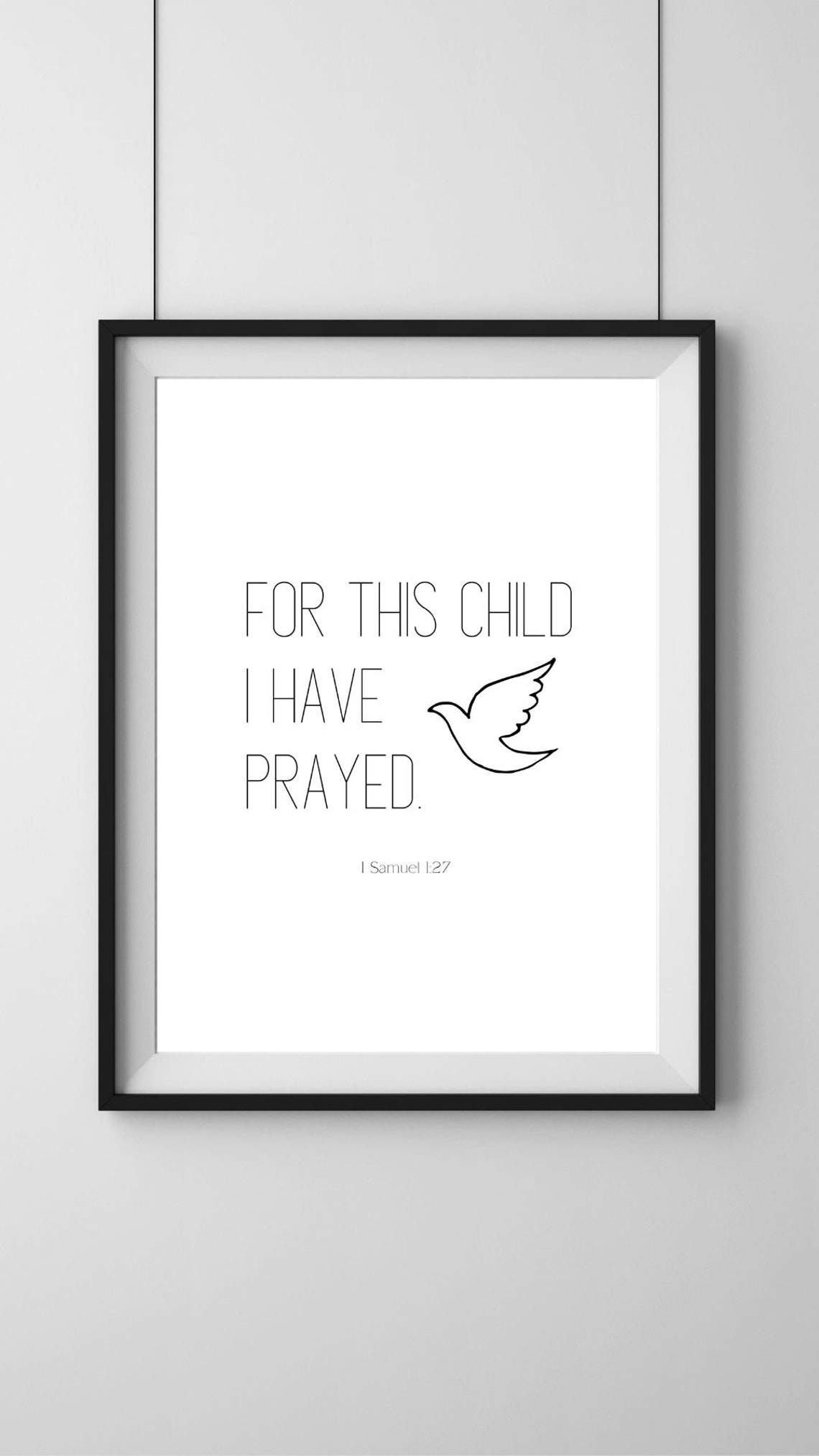 For This Child I Have Prayed Dove Minimalist Nursery Bible Verse Print