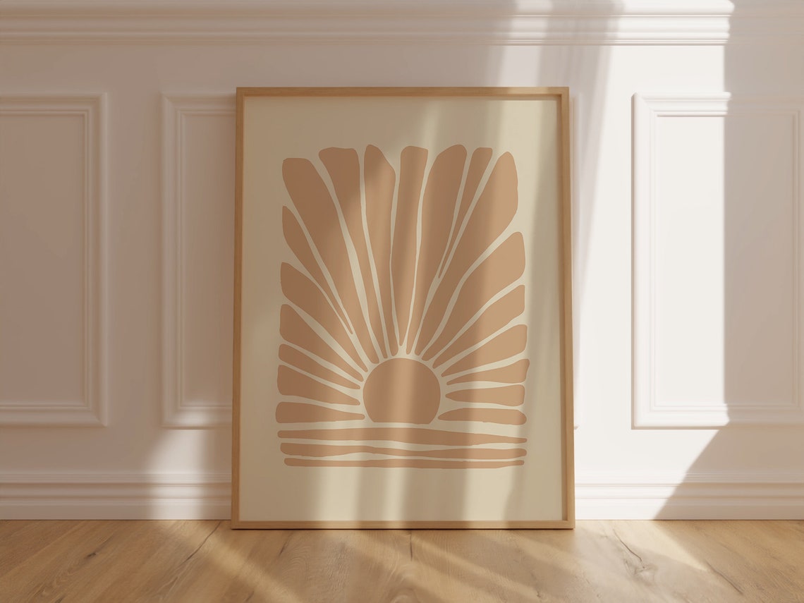 Terracotta Rising Sun Radiating Rays Minimalist Boho Art Poster - Image 4