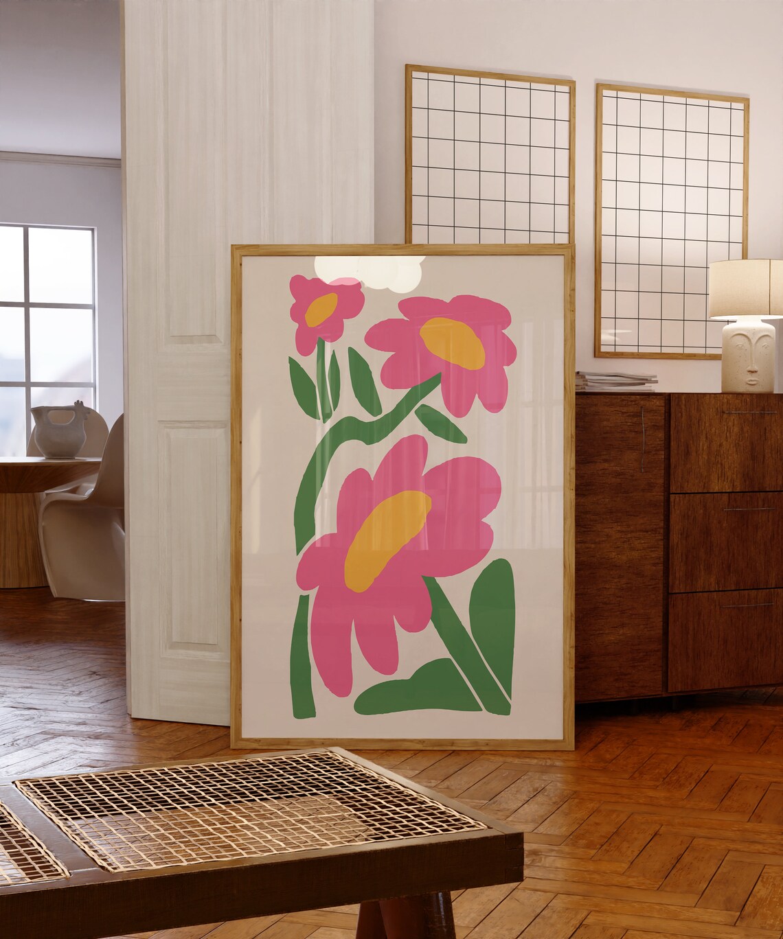 Matisse Style Pink Floral Bouquet on Beige Gallery Wall Poster - Image 5