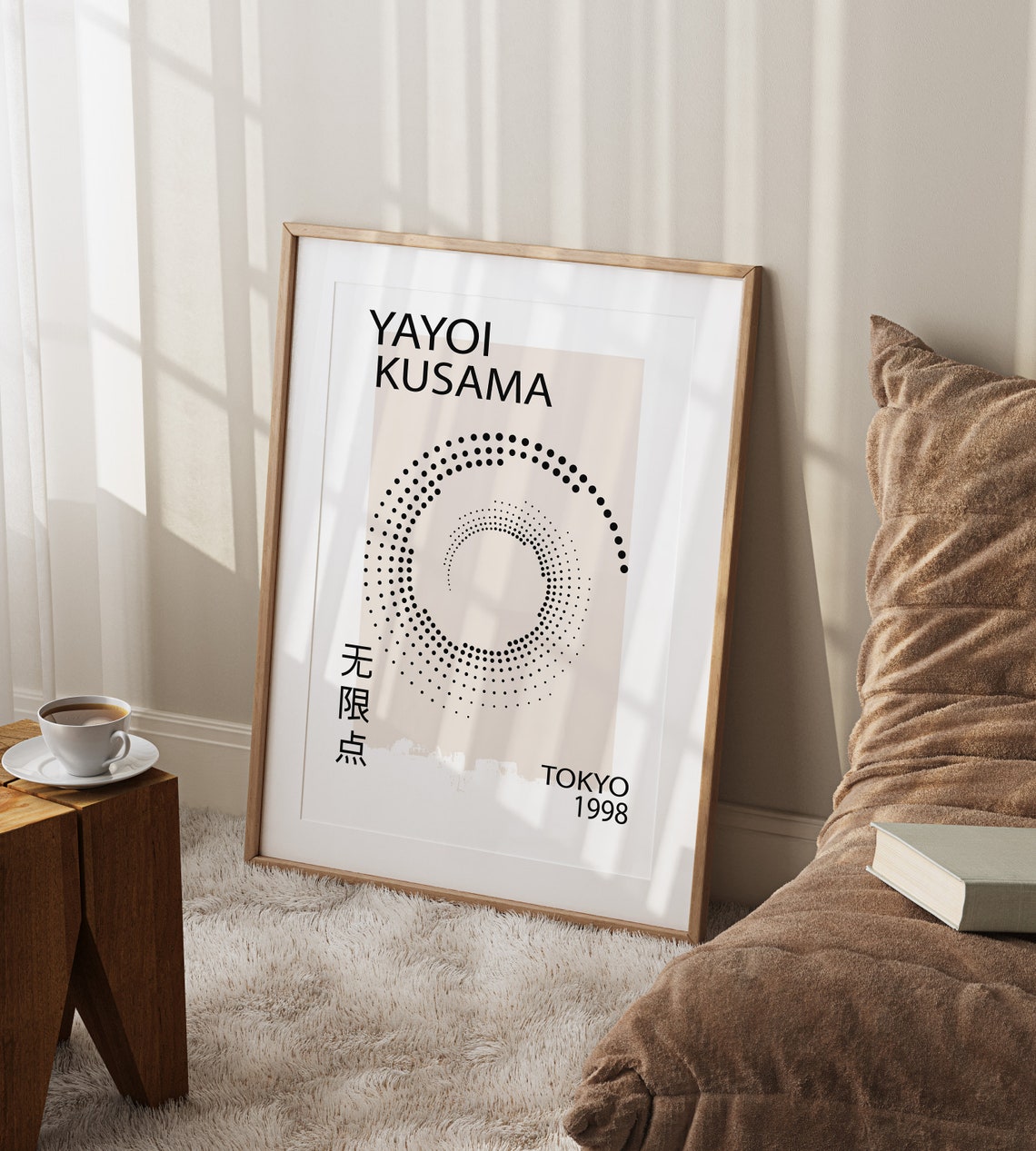 Yayoi Kusama Tokyo 1998 Infinity Dots Cream Minimalist Poster - Image 2