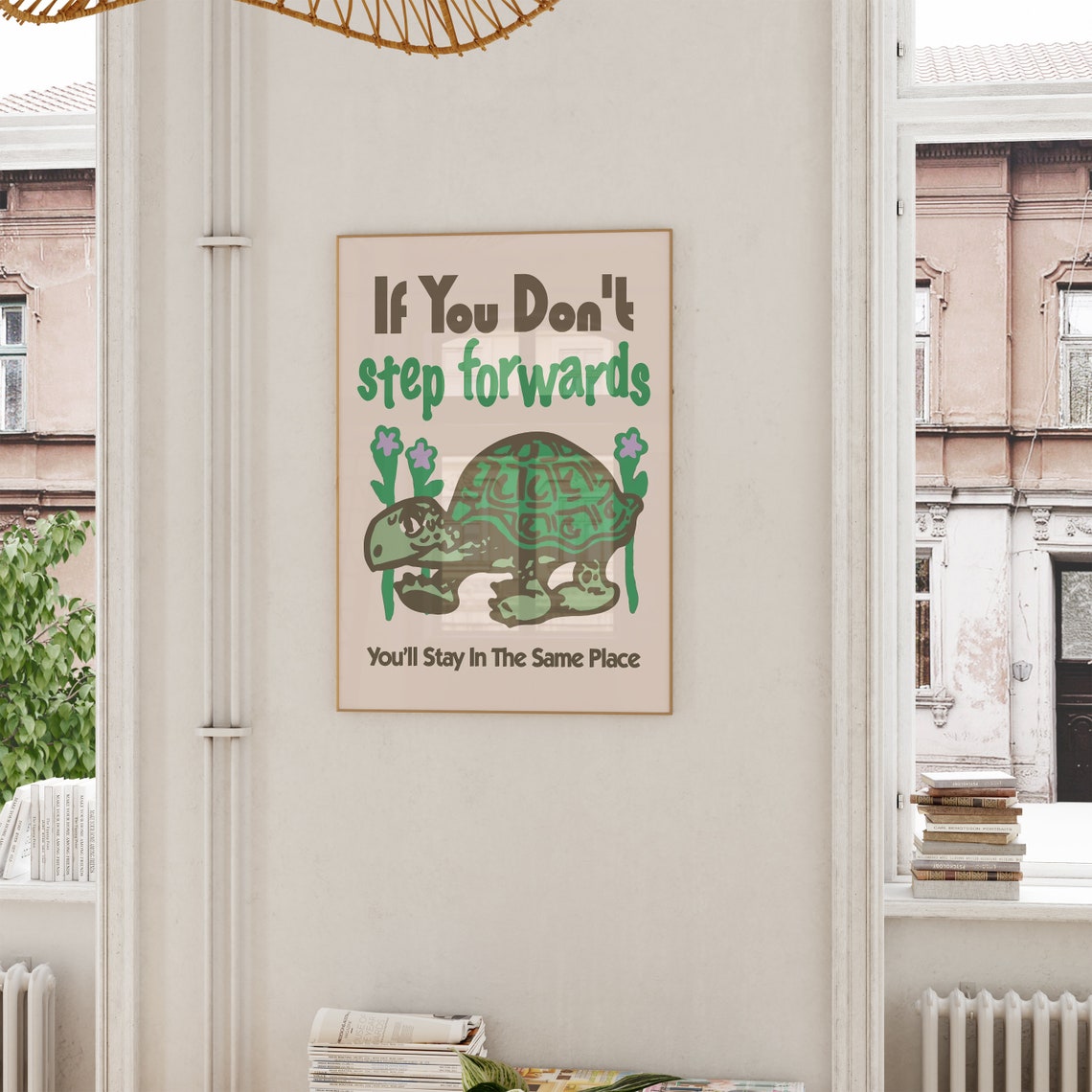 Gentle Tortoise Step Forward Retro Motivational Quote Wall Art - Image 4