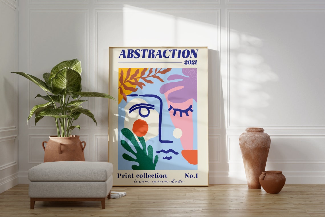 Abstraction 2021 Colorful Modern Abstract Face Gallery Art Poster - Image 5