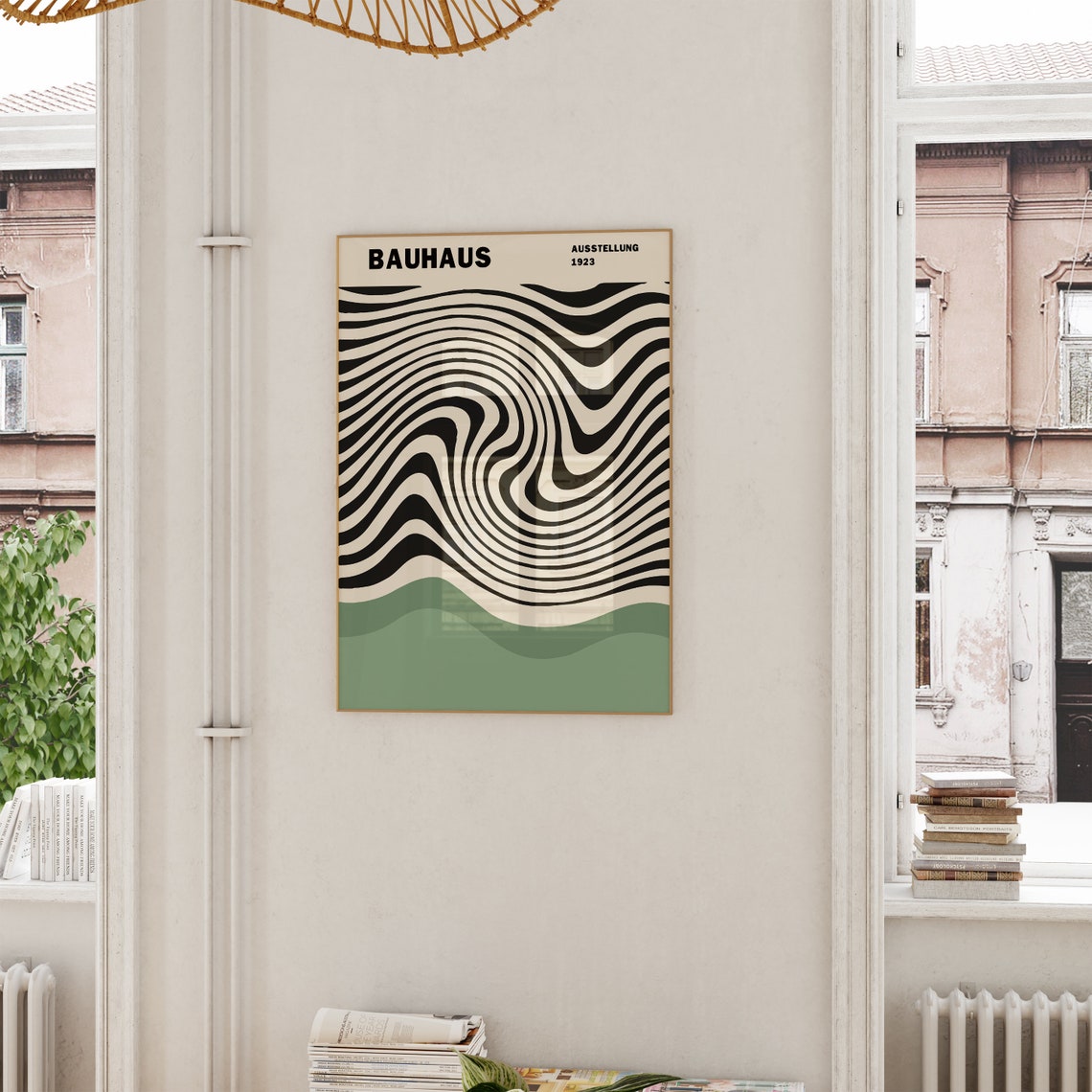 Bauhaus 1923 Wavy Black Optical Lines Exhibition Gallery Art Poster - Image 6