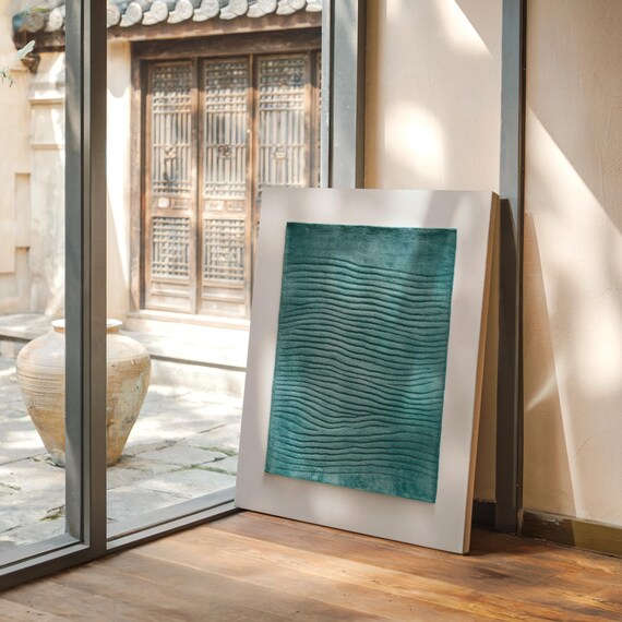 Textured Abstract Waves In Teal Blue