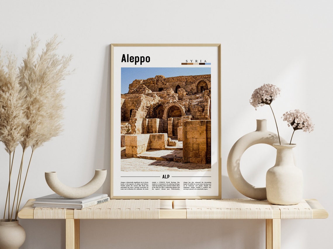 Aleppo Syria Ancient Citadel Stone Ruins Minimal Travel Poster - Image 3