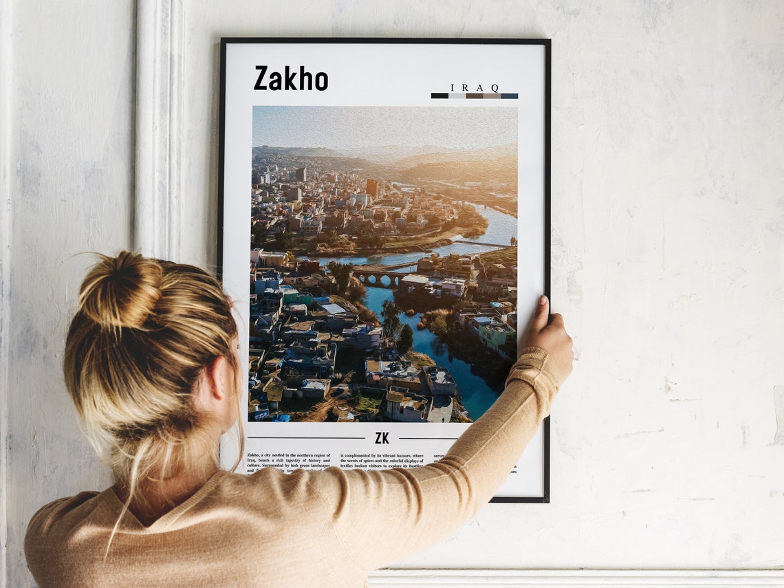 Zakho Poster Zakho Print Zakho Wall Art Minimal Travel Print Travel Destination Oil Painting Poster - Image 2