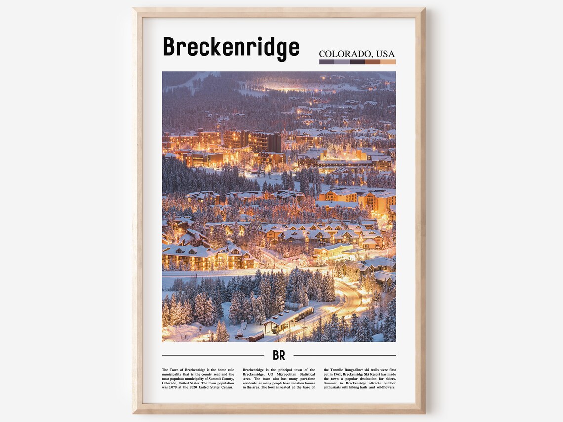 Breckenridge Colorado Snow Village Night Lights Photo Travel Poster
