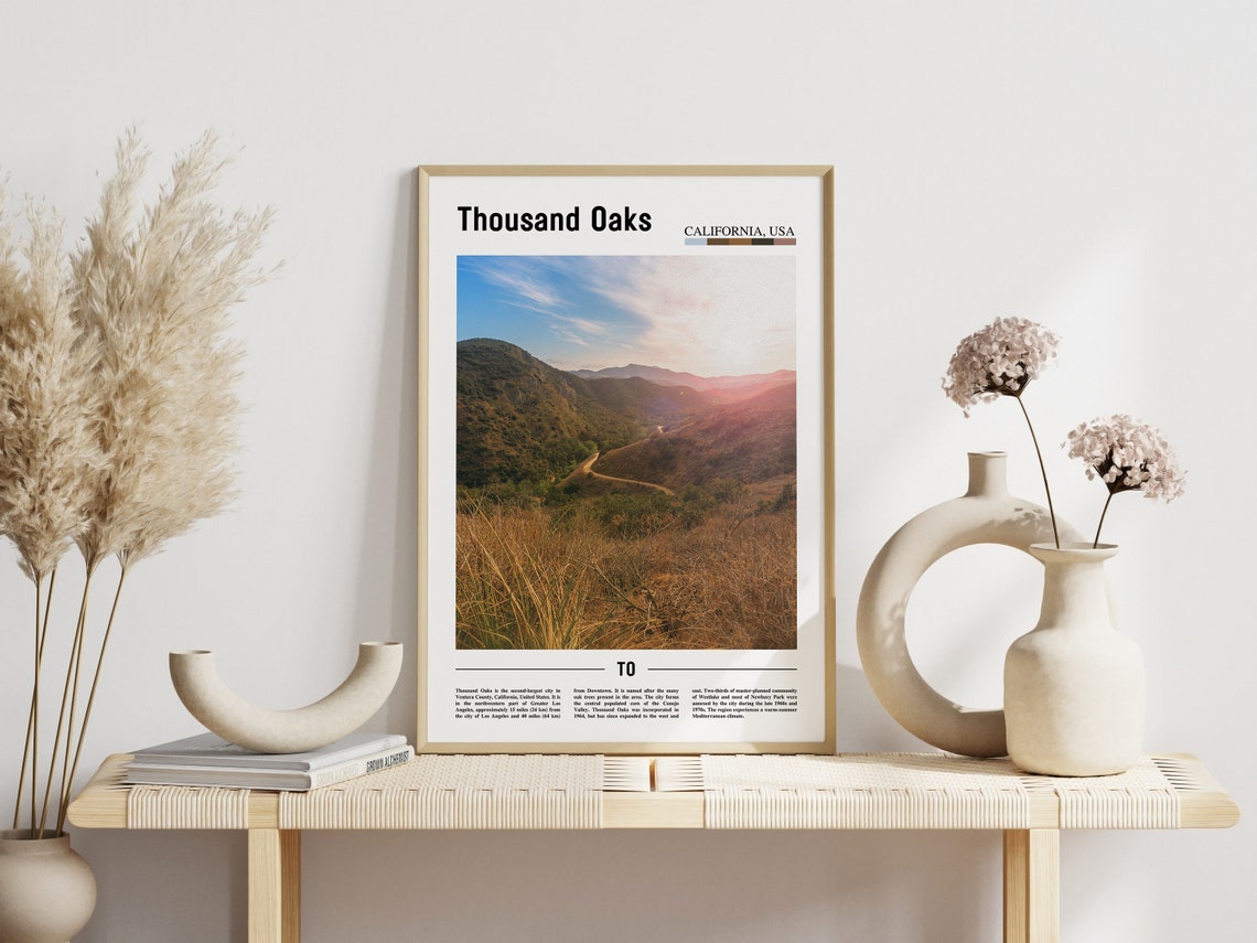 Thousand Oaks California Golden Canyon Sunset Hills Travel Poster - Image 3