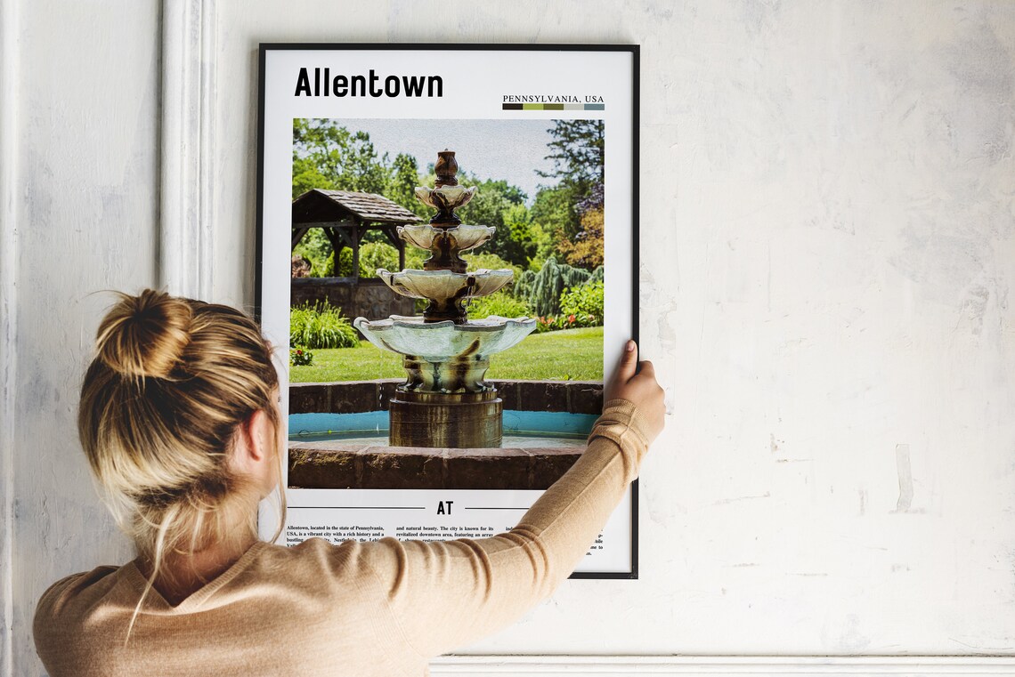 Allentown Pennsylvania Travel Poster Garden Fountain Photography - Image 2