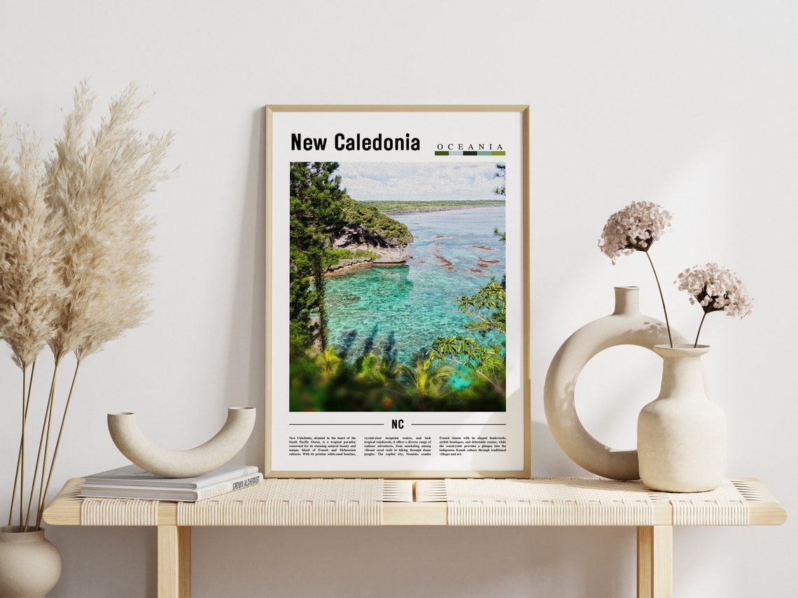 New Caledonia Poster New Caledonia Print New Caledonia Wall Art Minimal Travel Print Travel Destination Oil Painting Poster - Image 3