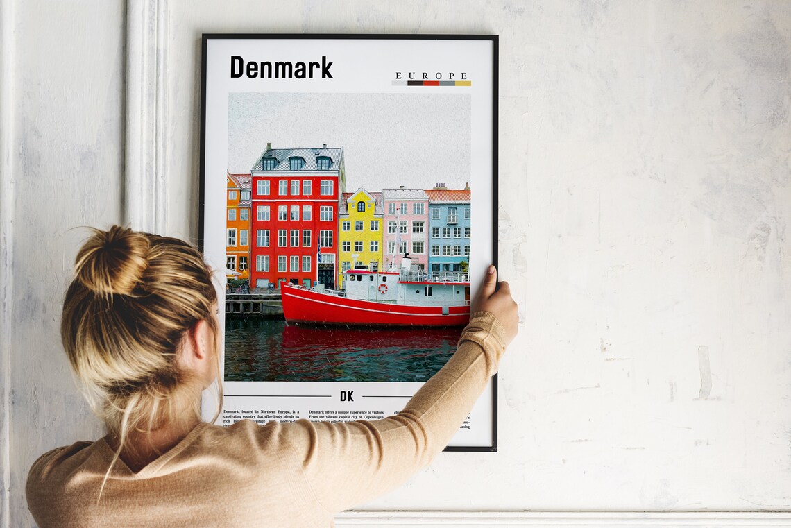 Denmark Nyhavn Harbor Colorful Houses Europe Travel Photo Poster - Image 2