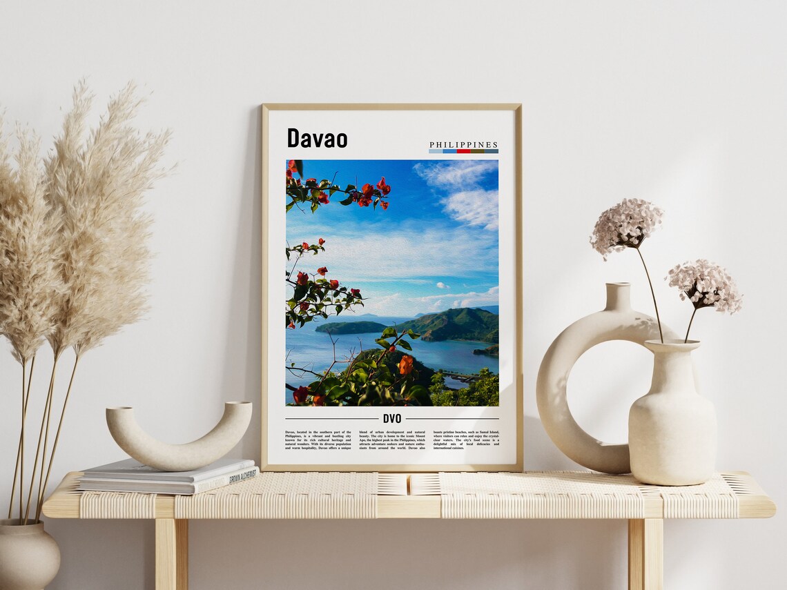 Davao Philippines Tropical Bay Bougainvillea Travel Photo Poster - Image 3
