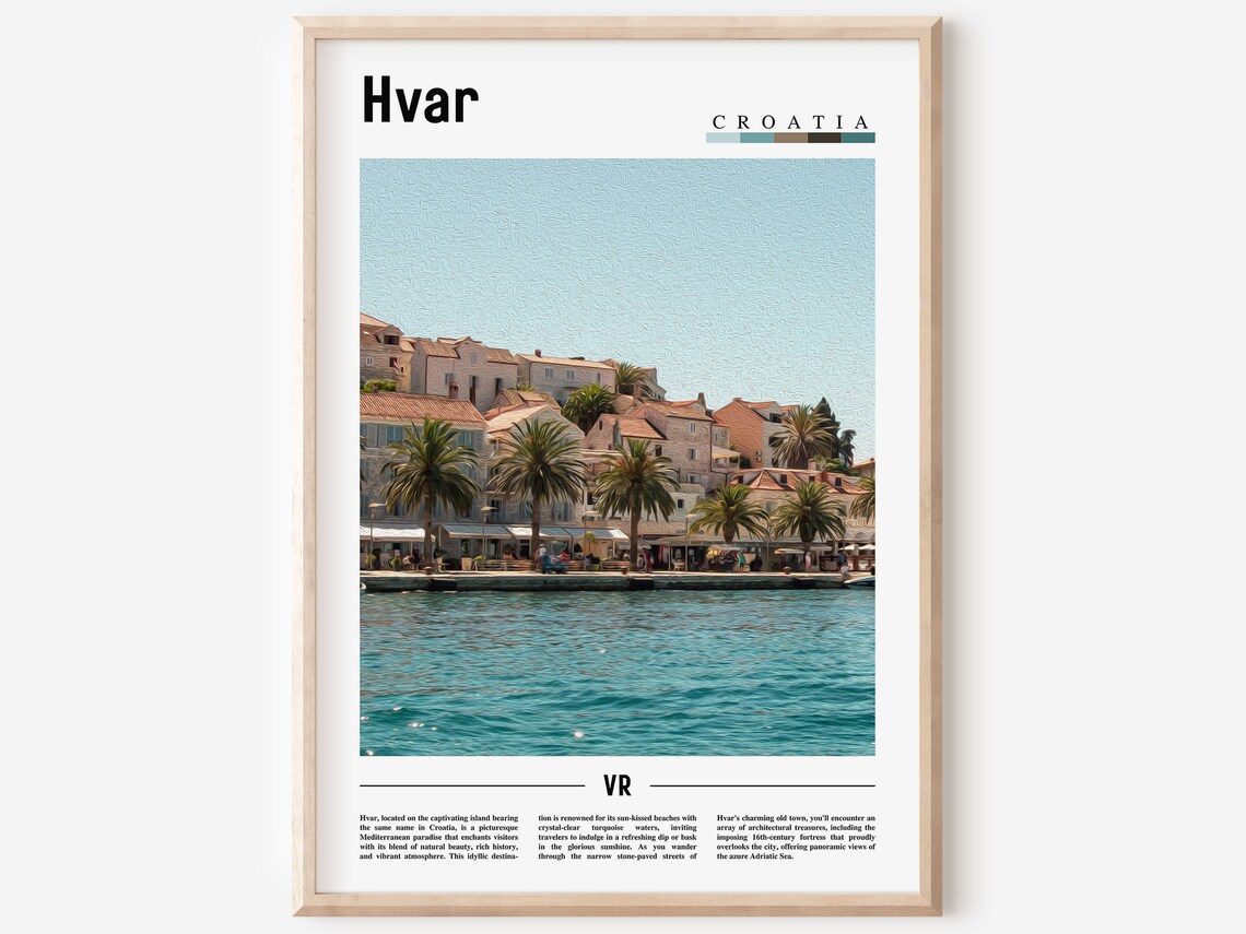 Hvar Croatia Adriatic Seaside Town Harbor Travel Photo Poster
