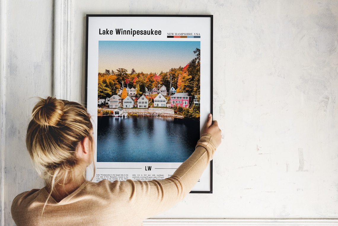 Lake Winnipesaukee New Hampshire Autumn Lake Houses Travel Poster - Image 2