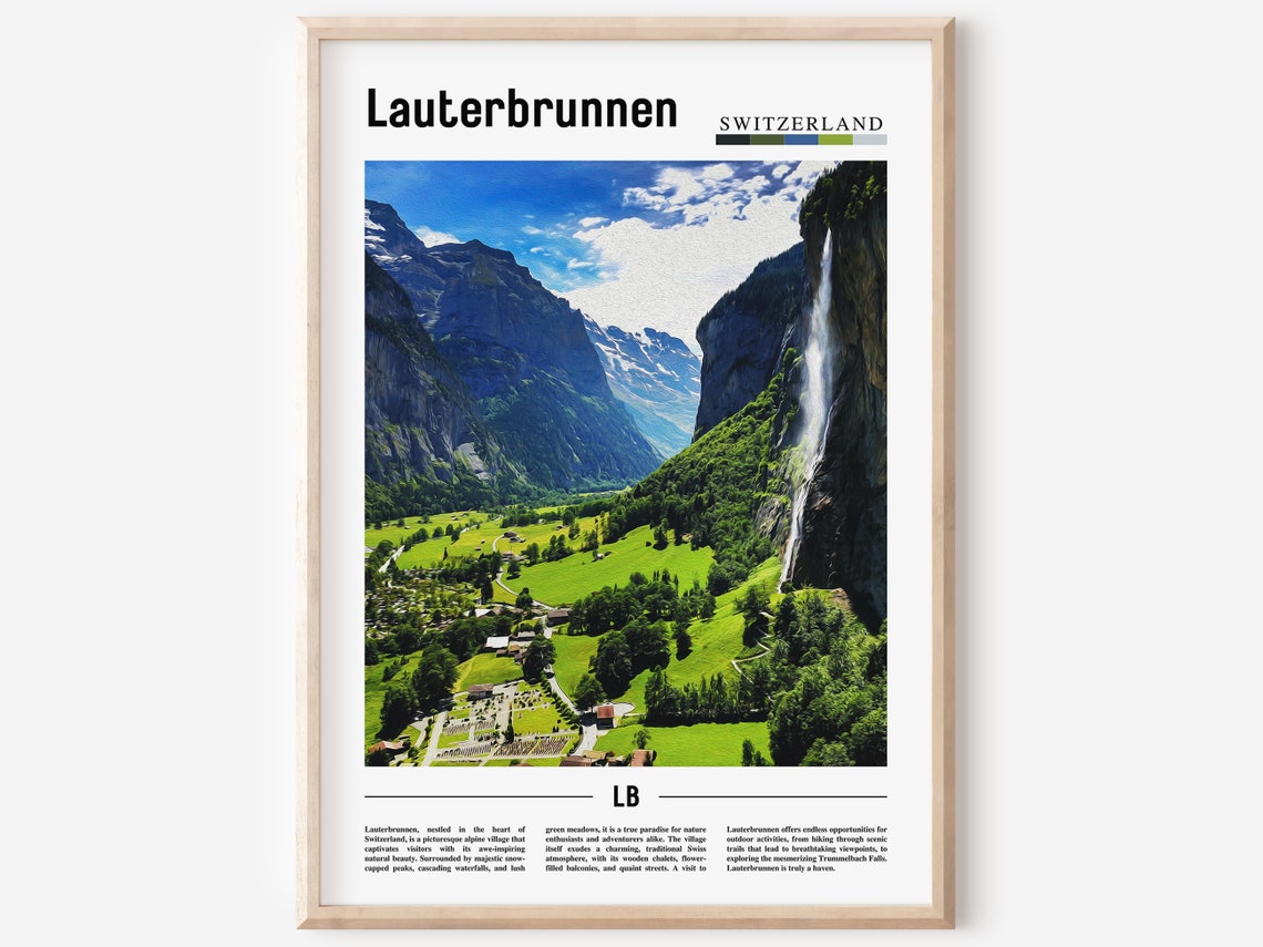 Lauterbrunnen Poster Lauterbrunnen Print Lauterbrunnen Wall Art Europe Photo Europe Poster Europe Print Travel Poster
