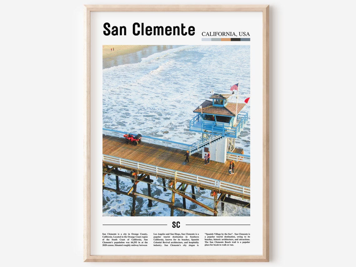 San Clemente California Pier Lifeguard Tower Beach Photo Poster