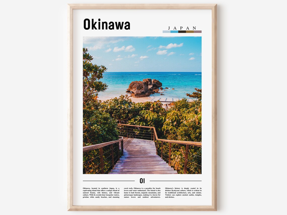 Okinawa Minimal Travel Poster, Asia Art Print
