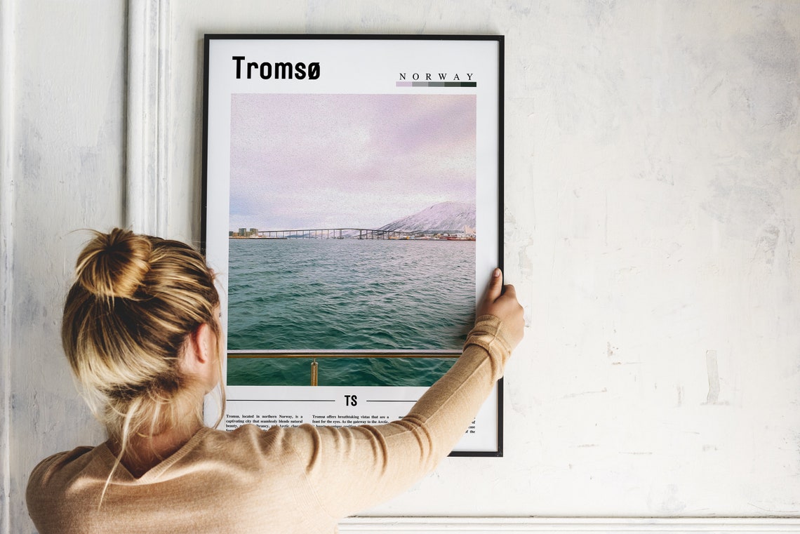 Tromso Norway Arctic Waterfront Bridge Minimalist Travel Poster - Image 2