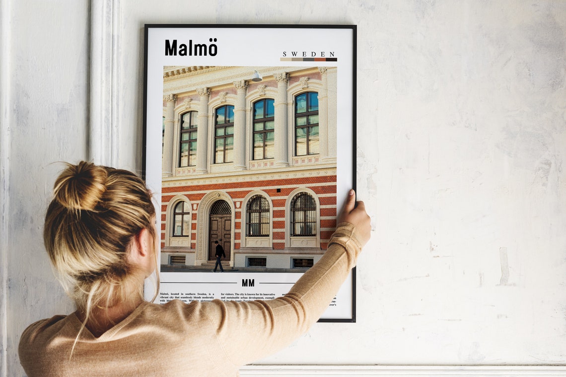 Malmo Sweden Historic Brick Facade Ornate Architecture Travel Poster - Image 2