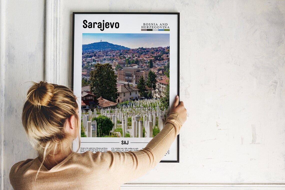 Sarajevo Bosnia And Herzegovina City Photo Travel Poster With Text - Image 2