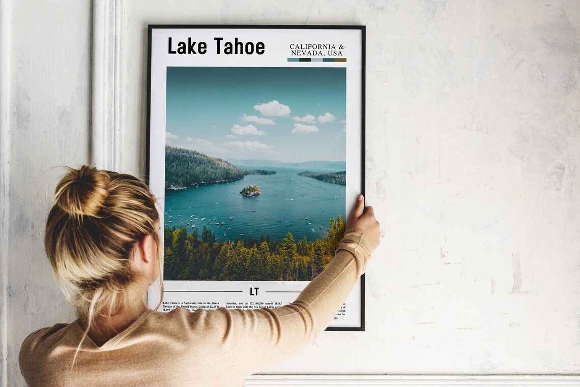Lake Tahoe Emerald Bay Aerial Color Photo Poster California Nevada - Image 2