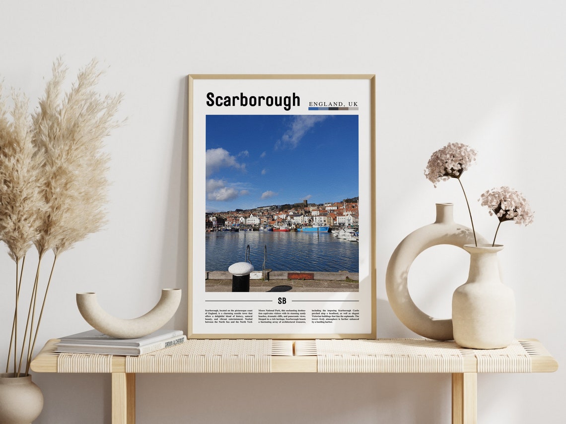 Scarborough England Harbor Seaside Town Minimal Travel Poster - Image 3