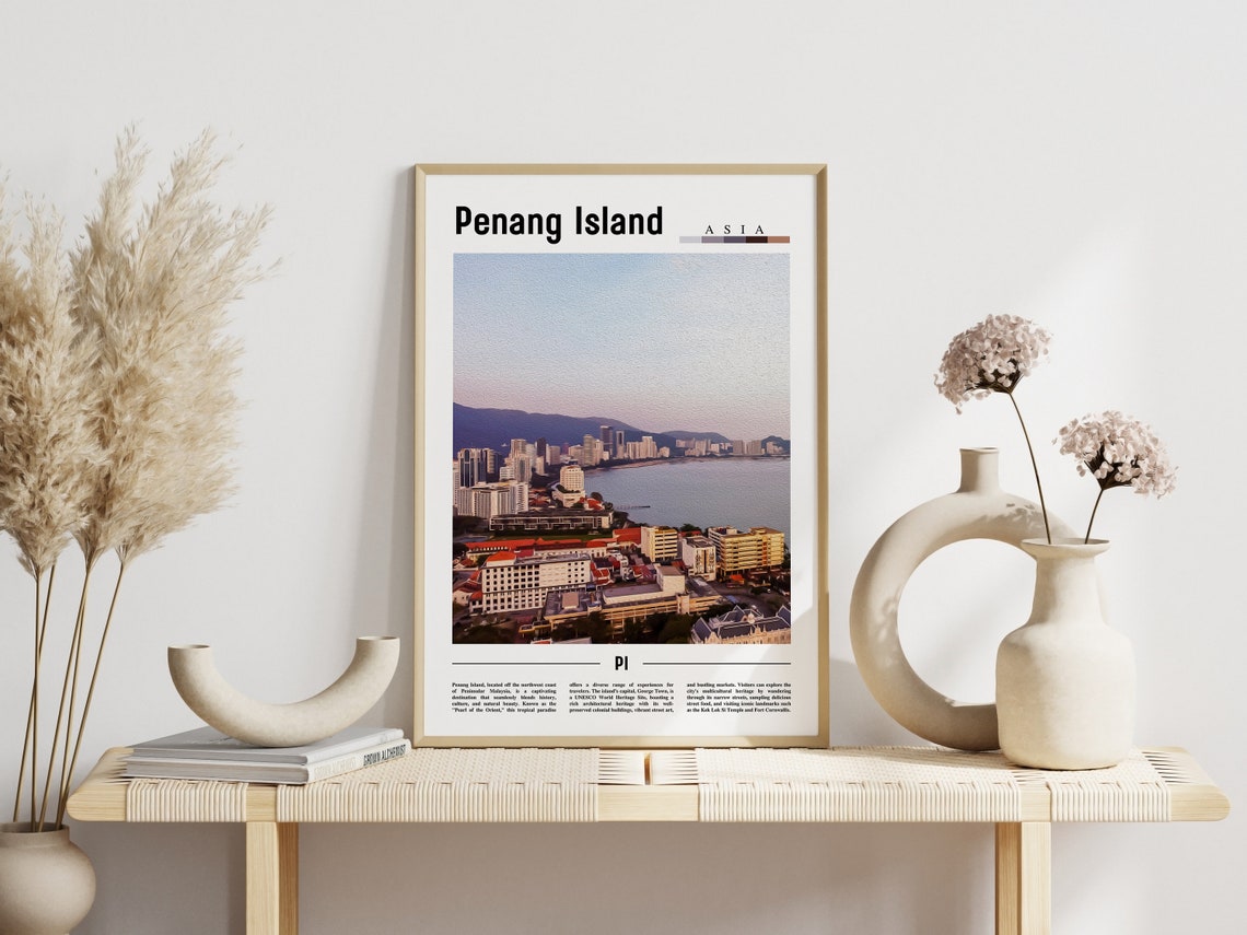 Penang Island Malaysia Waterfront Cityscape Asia Travel Art Poster - Image 3