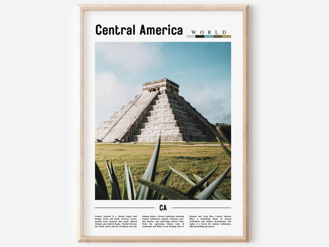 Central America Poster Central America Print Central America Wall Art Minimal Travel Print Travel Destination Oil Painting Poster