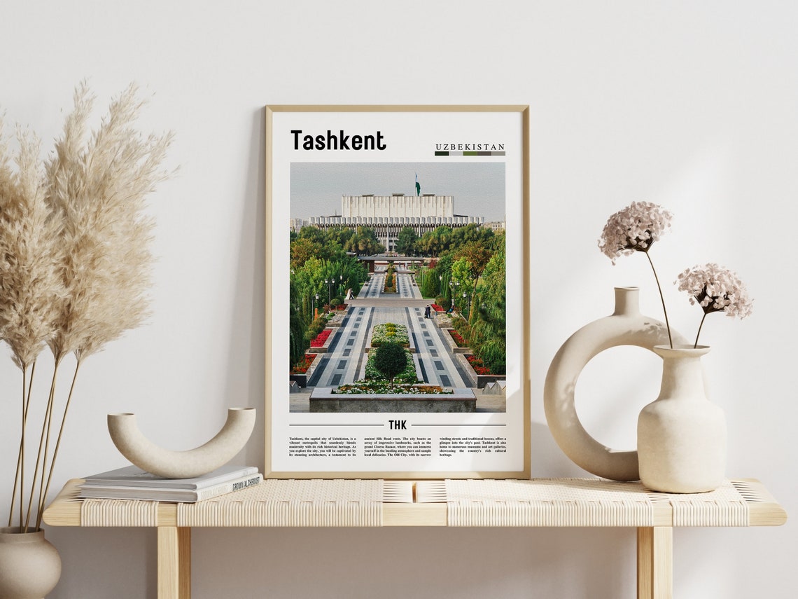 Tashkent Uzbekistan Independence Square Garden Travel Poster - Image 3