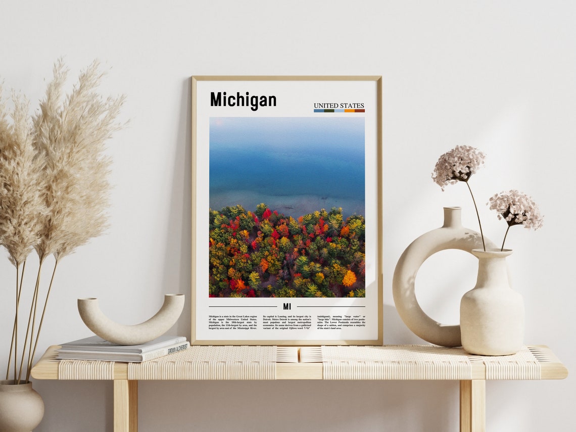 Michigan Poster Michigan Print Michigan Wall Art United States Photo United States Poster United States Print Travel Poster - Image 3