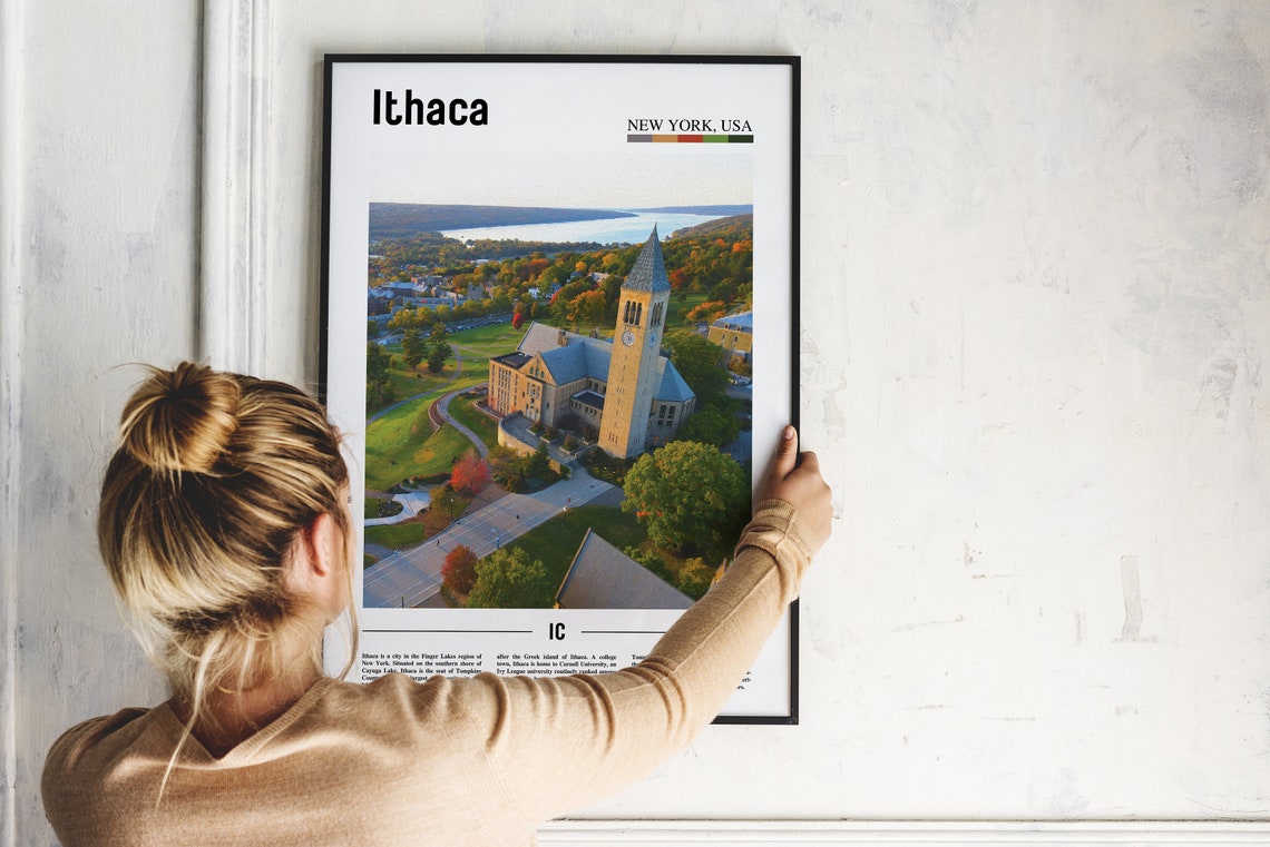 Ithaca New York College Campus Autumn Aerial Photo Travel Poster - Image 2