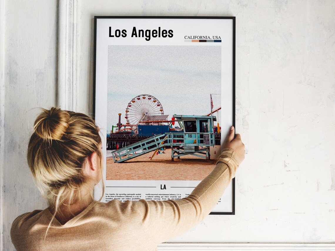 Los Angeles California Santa Monica Pier Ferris Wheel Beach Poster - Image 2