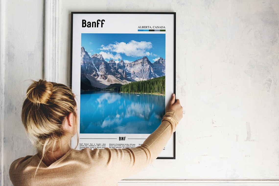 Banff Alberta Canada Moraine Lake Mountain Color Travel Poster - Image 2