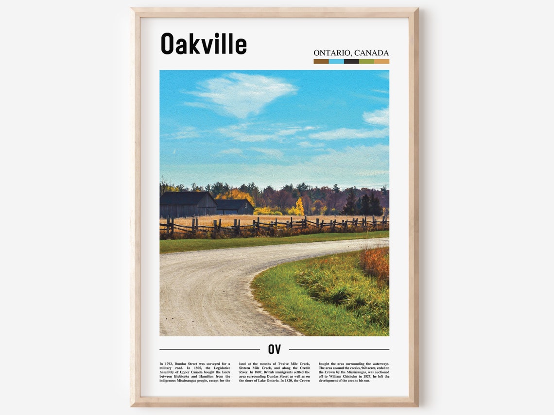Oakville Print Oakville Poster Oakville Wall Art Oil Painting Poster Colorful City Print City Artwork Travel Artwork Travel Wall Art
