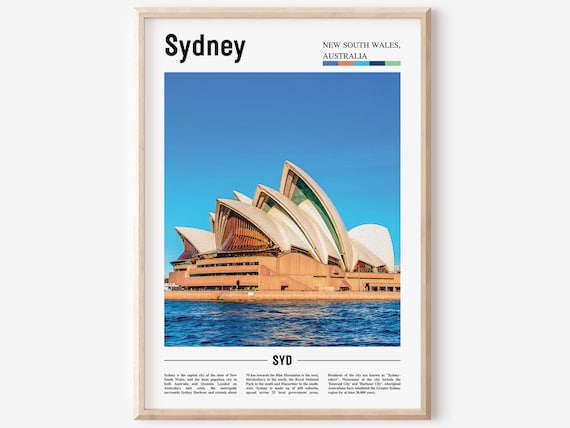 Sydney Opera House Harbour Blue Sky Photo Australia Travel Poster