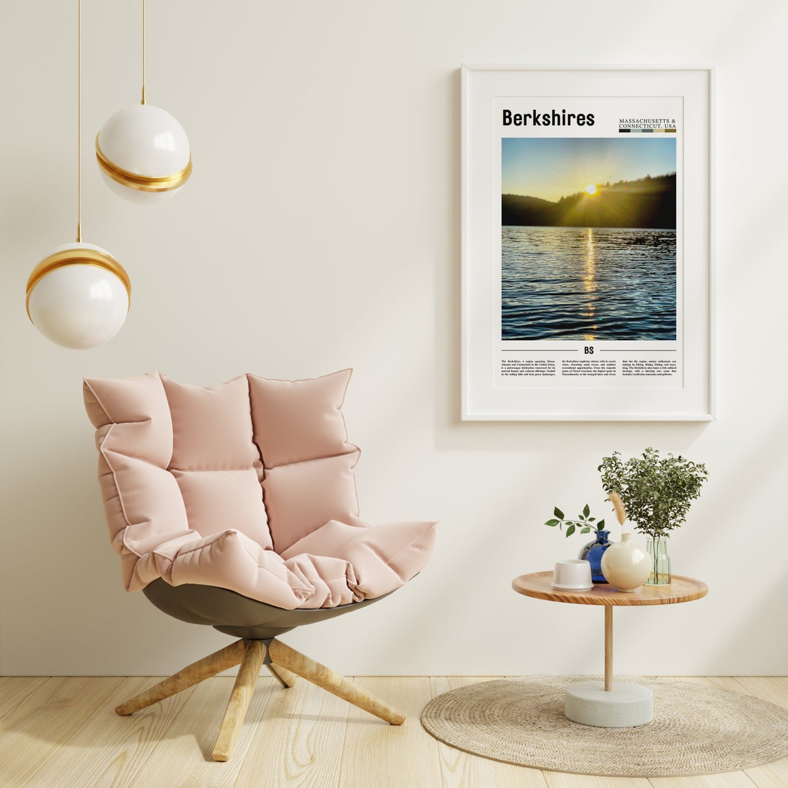 Berkshires Massachusetts Connecticut Sunset Lake Golden Travel Poster - Image 3