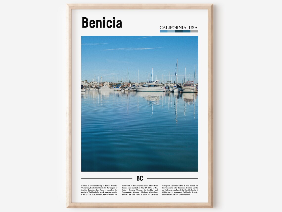Benicia California USA Marina Harbor Sailboats Travel Poster BC